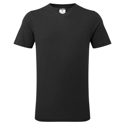 Portwest B197 V-Neck 100% Cotton Slim Fit T-Shirt Black Main#colour_black