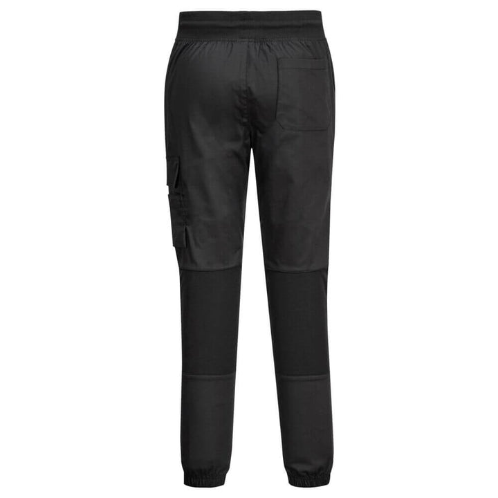 Portwest C074 Stretch Chefs Jogger Pants Black Rear#colour_black