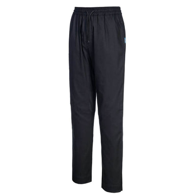 Portwest C076 Cotton Mesh Air Chef 100% Cotton Trousers Black Image 2#colour_black