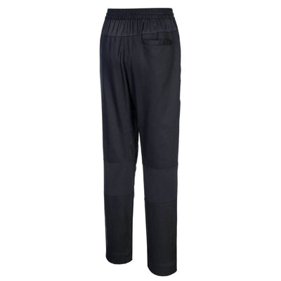 Portwest C076 Cotton Mesh Air Chef 100% Cotton Trousers Black Image 3#colour_black