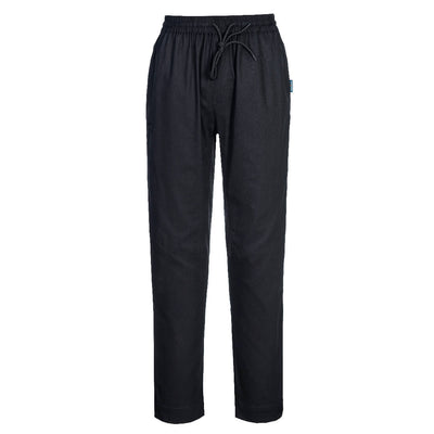 Portwest C076 Cotton Mesh Air Chef 100% Cotton Trousers Black Main#colour_black