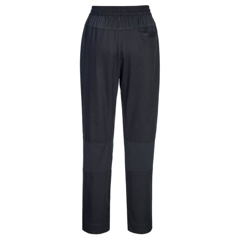 Portwest C076 Cotton Mesh Air Chef 100% Cotton Trousers Black Rear#colour_black