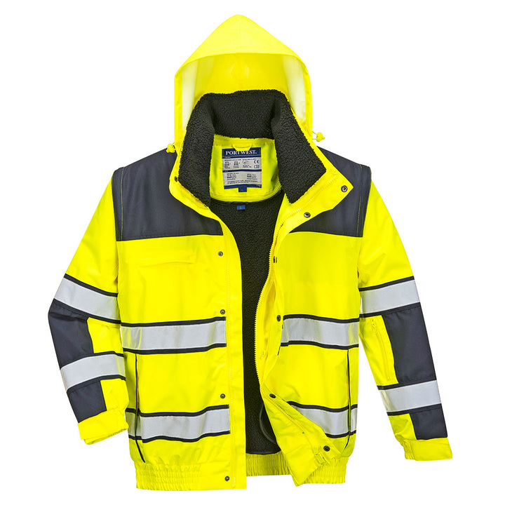 Portwest C466 Hi Vis Classic Bomber Jacket 1#colour_yellow-navy