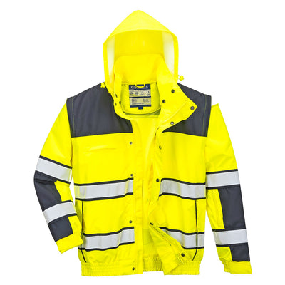 Portwest C466 Hi Vis Classic Bomber Jacket 1#colour_yellow-navy 2#colour_yellow-navy