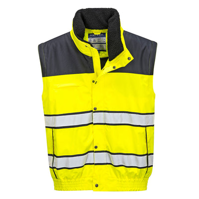 Portwest C466 Hi Vis Classic Bomber Jacket 1#colour_yellow-navy 2#colour_yellow-navy 3#colour_yellow-navy