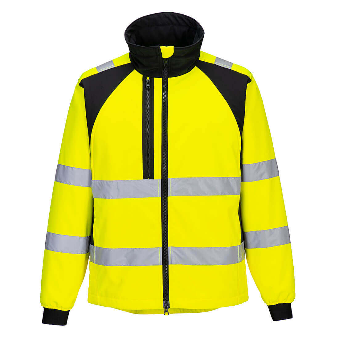 Portwest CD875 WX2 Eco 2-Layer Hi-Vis Softshell Yellow/Black Main#colour_yellow-black