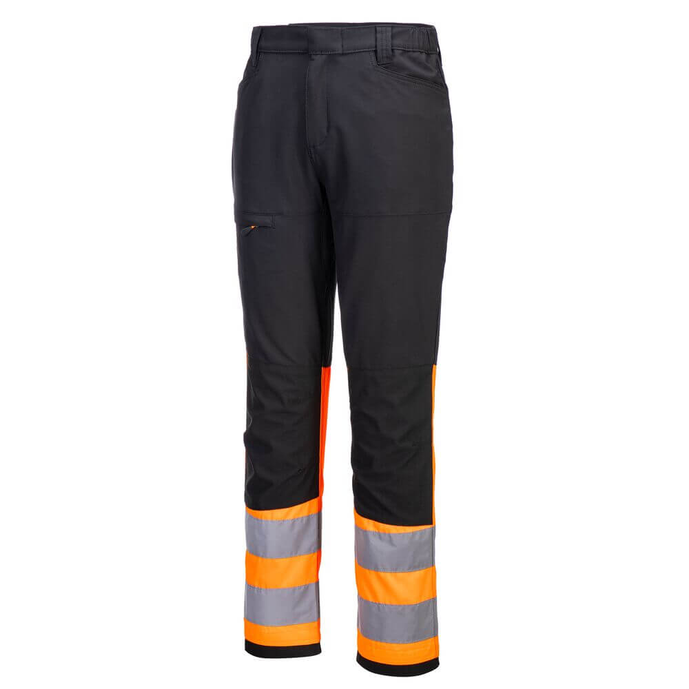 Portwest CD888 WX2 Eco Hi-Vis Class 1 4-Way-Stretch Service Trousers Orange/Black Image 2#colour_orange-black