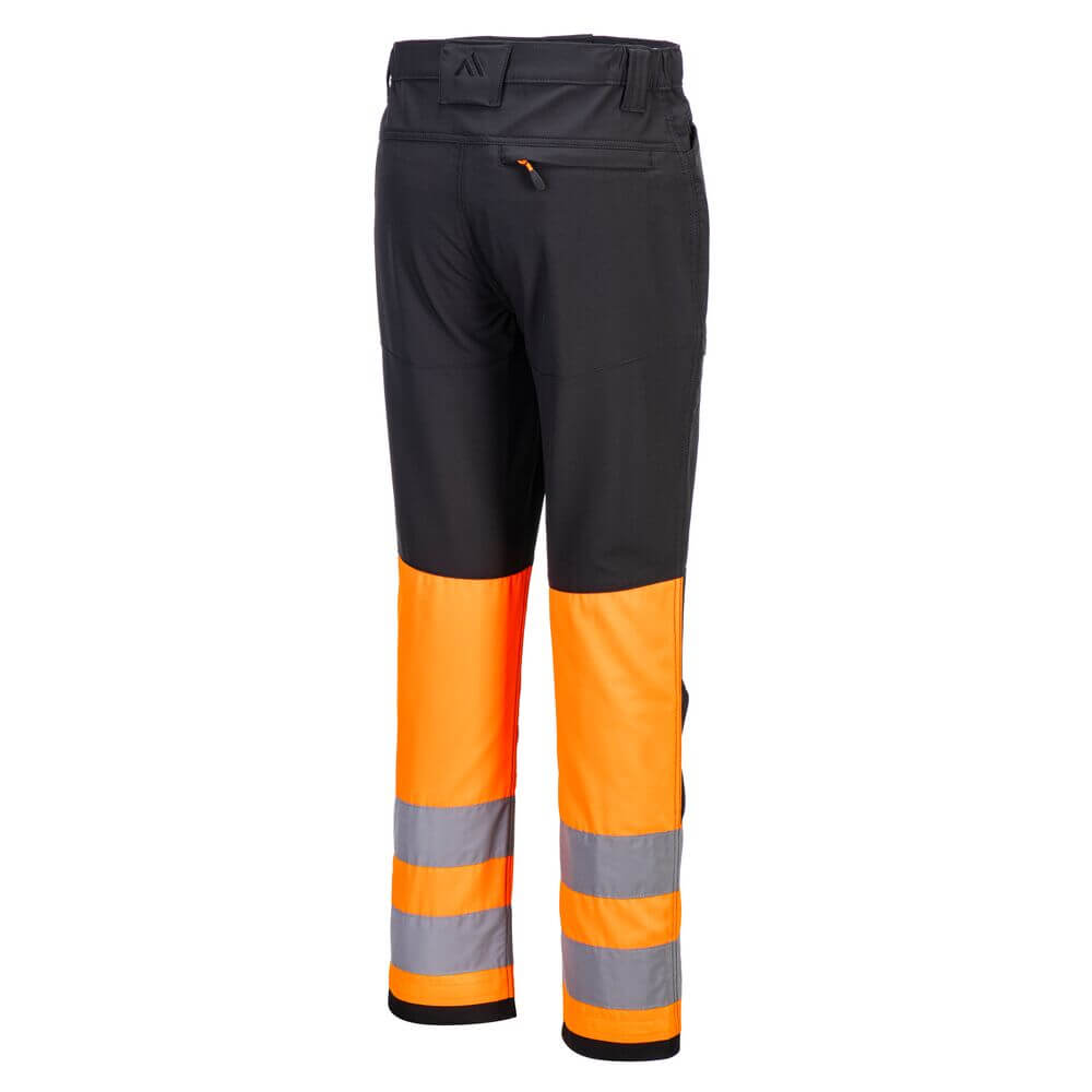 Portwest CD888 WX2 Eco Hi-Vis Class 1 4-Way-Stretch Service Trousers Orange/Black Image 3#colour_orange-black