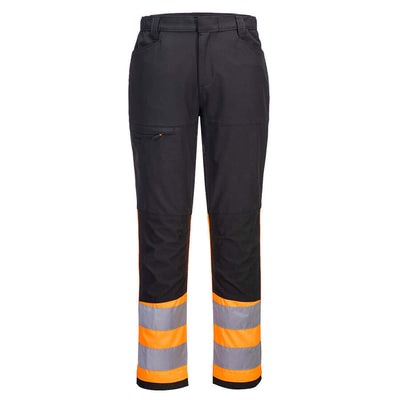 Portwest CD888 WX2 Eco Hi-Vis Class 1 4-Way-Stretch Service Trousers Orange/Black Main#colour_orange-black