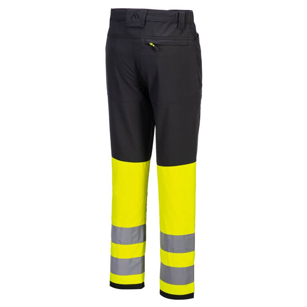 Portwest CD888 WX2 Eco Hi-Vis Class 1 4-Way-Stretch Service Trousers Yellow/Black Image 3#colour_yellow-black