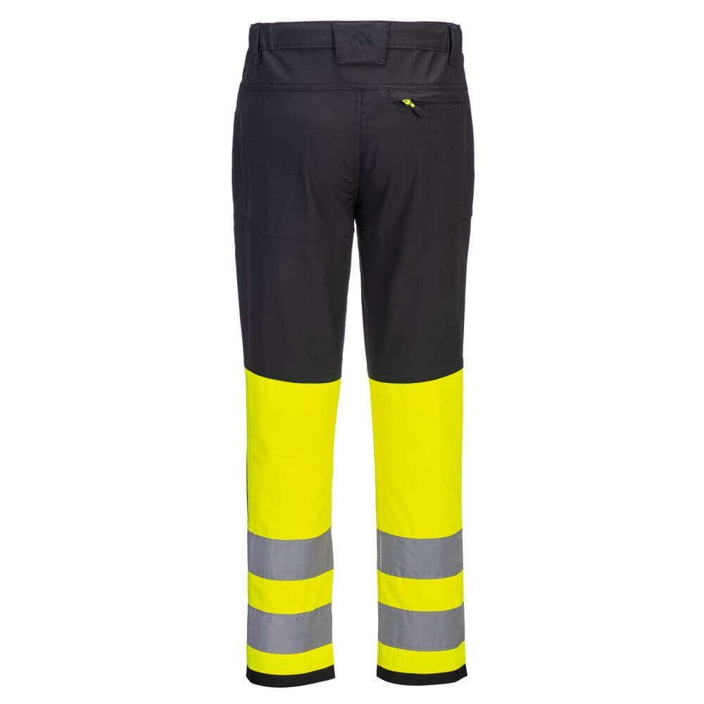 Portwest CD888 WX2 Eco Hi-Vis Class 1 4-Way-Stretch Service Trousers Yellow/Black Rear#colour_yellow-black