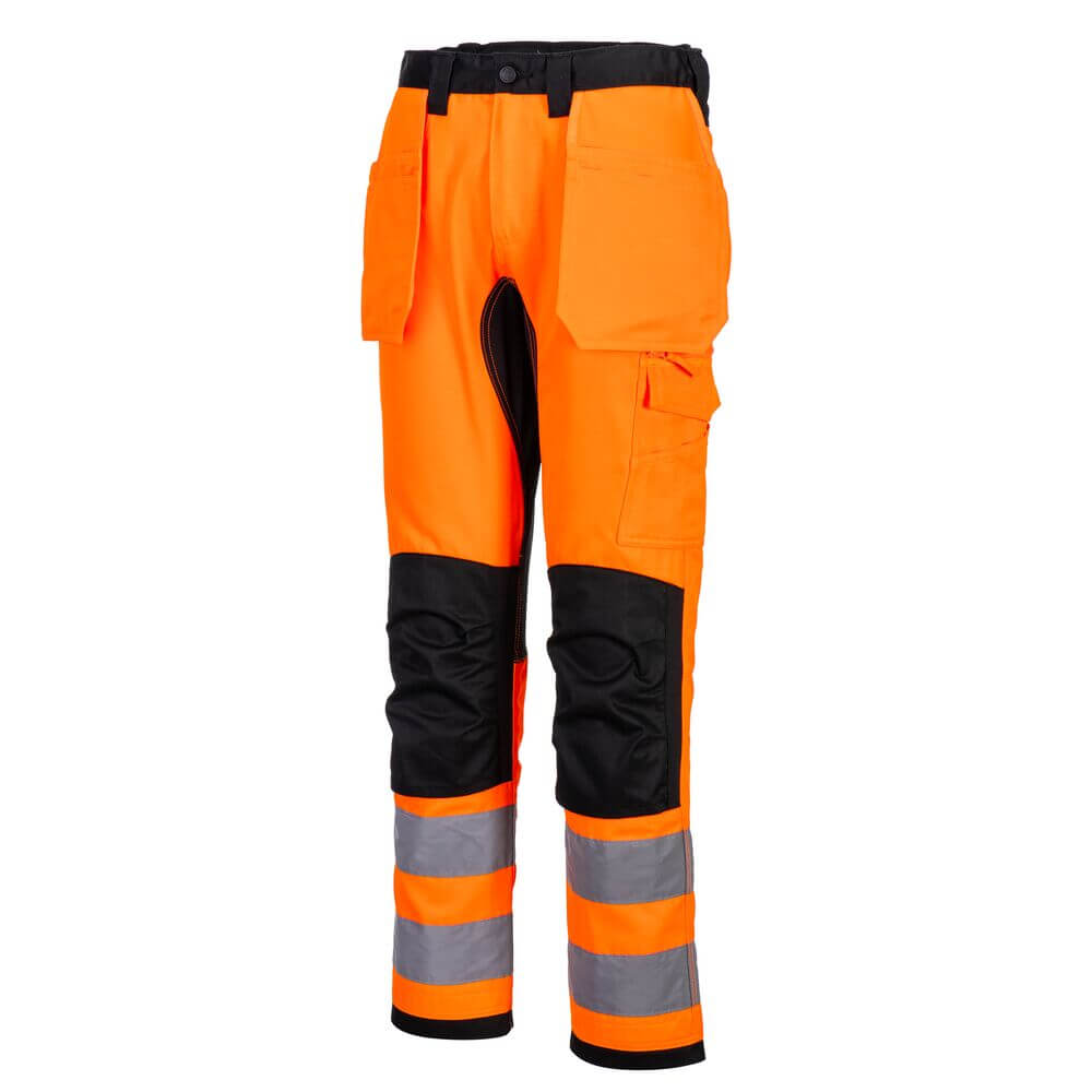 Portwest CD889 WX2 Eco Hi-Vis Holster Pocket Stretch Trousers Orange/Black Image 2#colour_orange-black