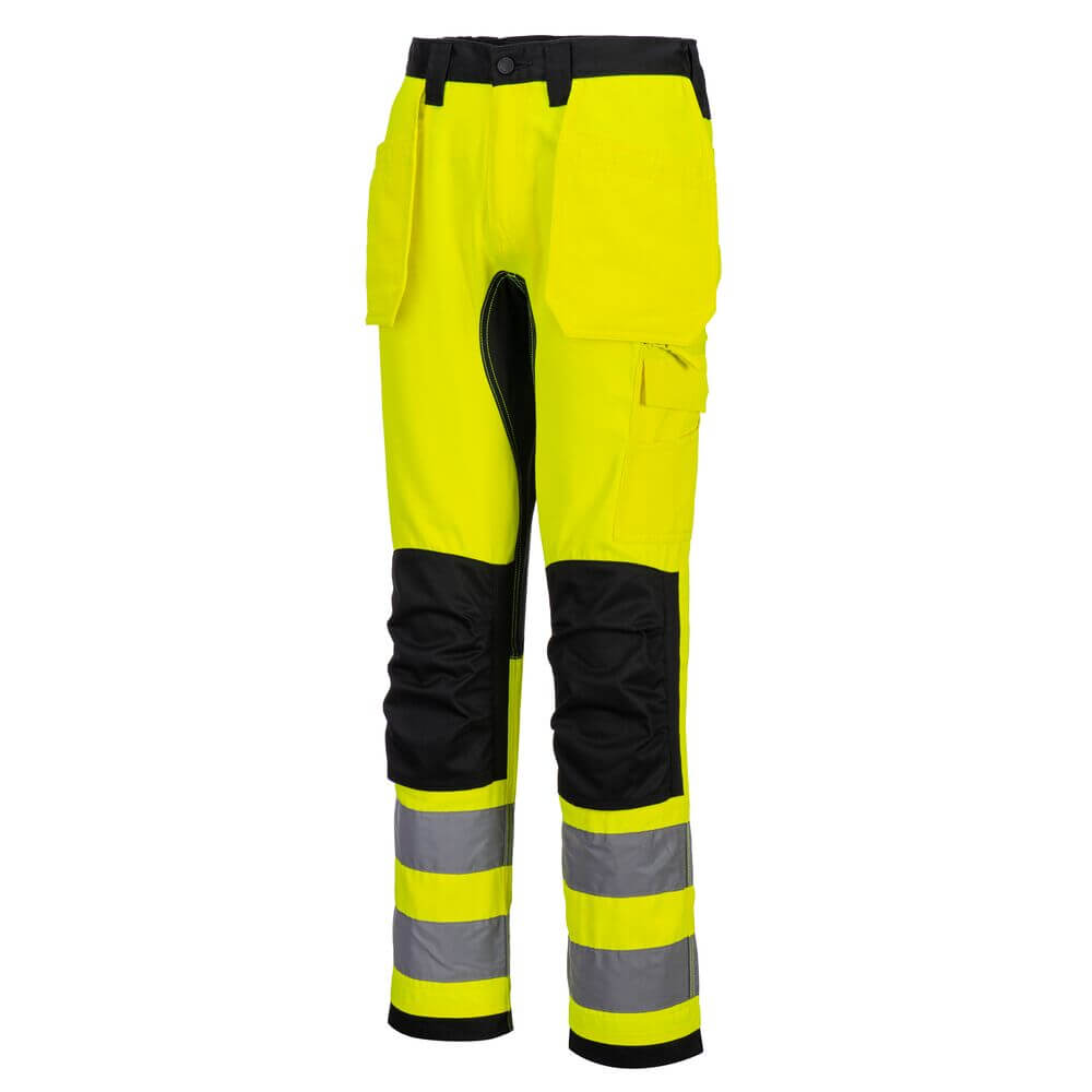 Portwest CD889 WX2 Eco Hi-Vis Holster Pocket Stretch Trousers Yellow/Black Image 2#colour_yellow-black