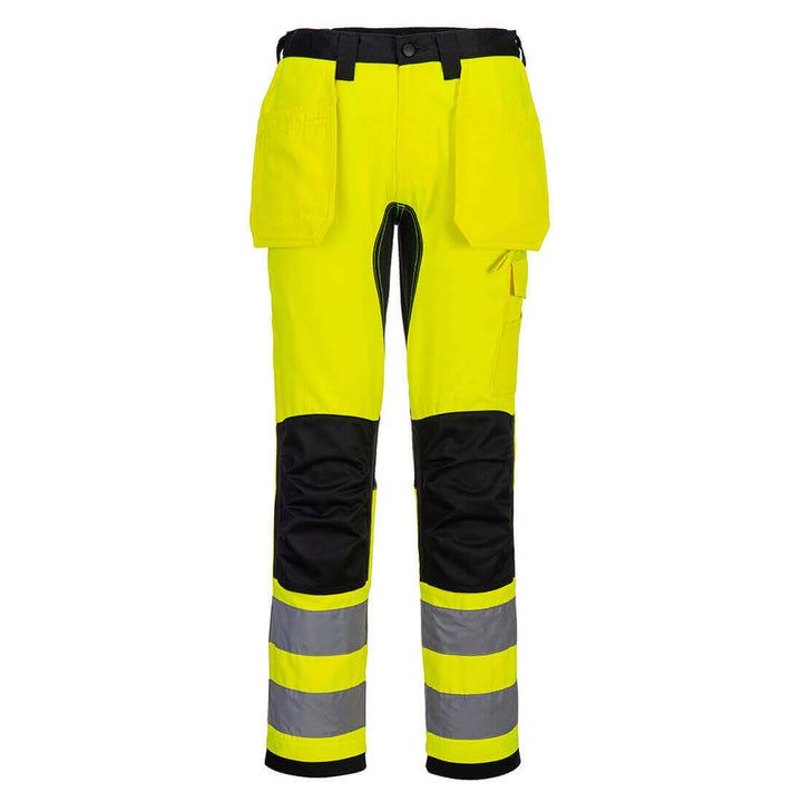 Portwest CD889 WX2 Eco Hi-Vis Holster Pocket Stretch Trousers Yellow/Black Main#colour_yellow-black