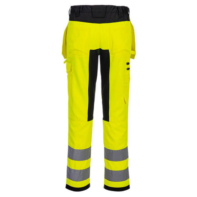 Portwest CD889 WX2 Eco Hi-Vis Holster Pocket Stretch Trousers Yellow/Black Rear#colour_yellow-black