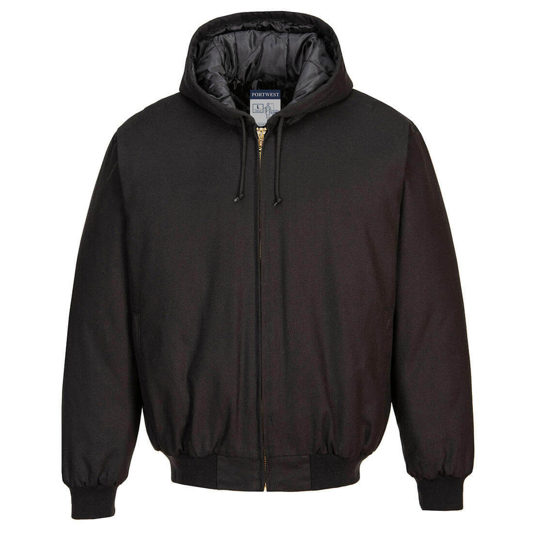 Portwest DC801 Duck Quilt Heavyweight Thermal Lined Hooded Jacket Black Main#colour_black