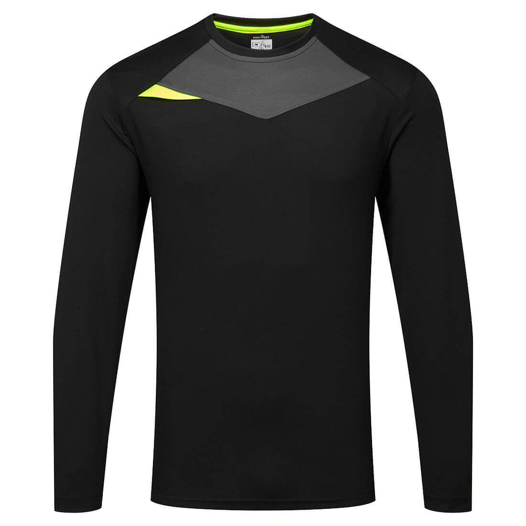 Portwest DX415 DX4 Quick Dry Wicking Long Sleeve T-Shirt Black Main#colour_black