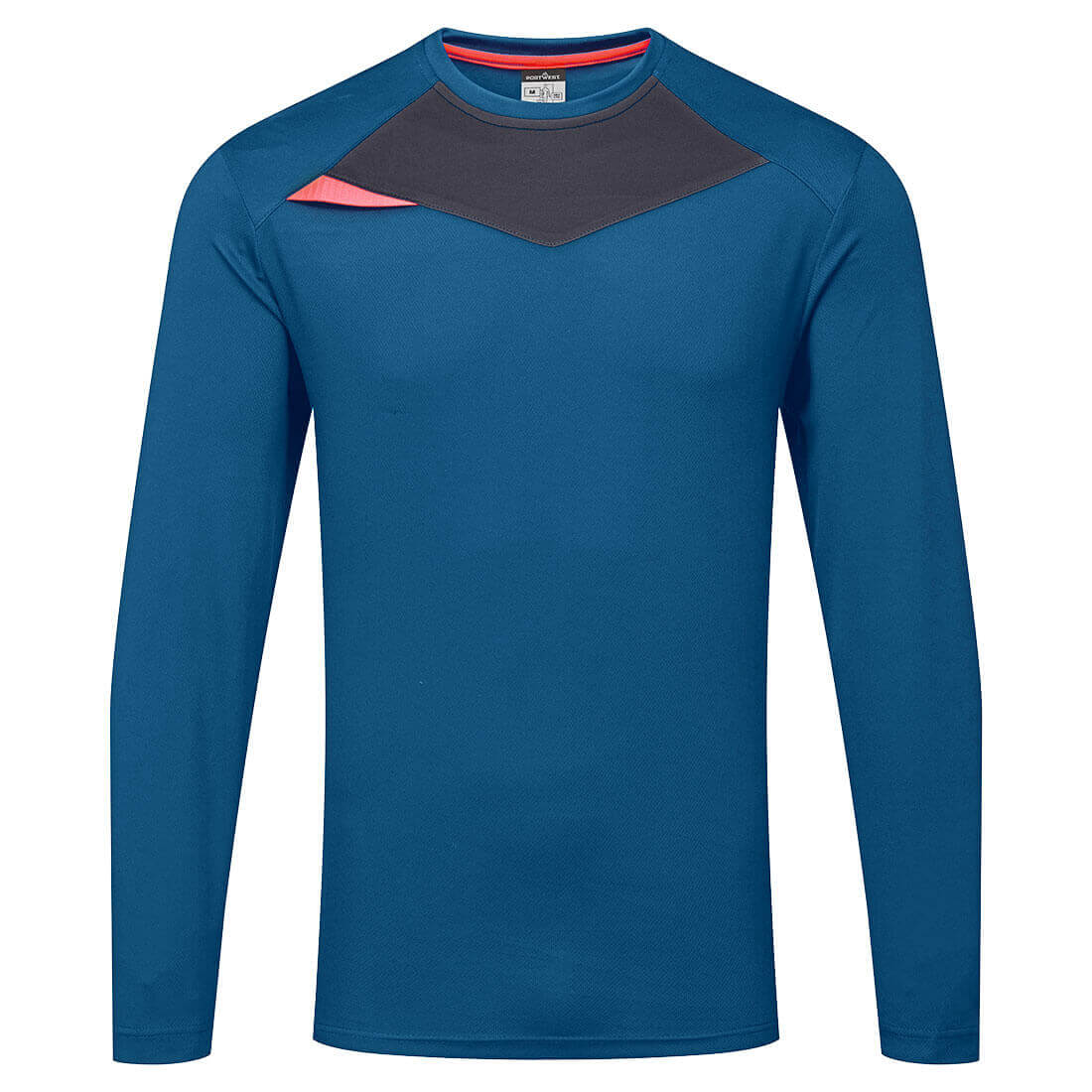 Portwest DX415 DX4 Quick Dry Wicking Long Sleeve T-Shirt Metro Blue Main#colour_metro-blue