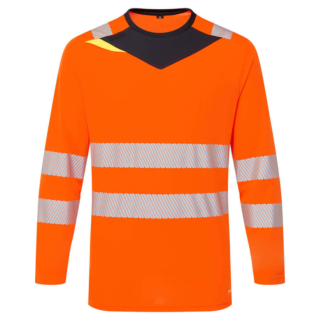 Portwest DX416 DX4 Hi-Vis Moisture Wicking Long Sleeve T-Shirt Orange/Black Main#colour_orange-black