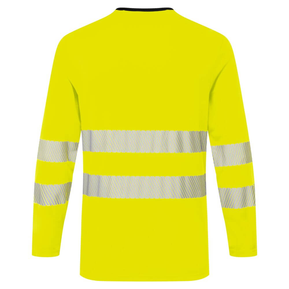 Portwest DX416 DX4 Hi-Vis Moisture Wicking Long Sleeve T-Shirt Yellow/Black Rear#colour_yellow-black