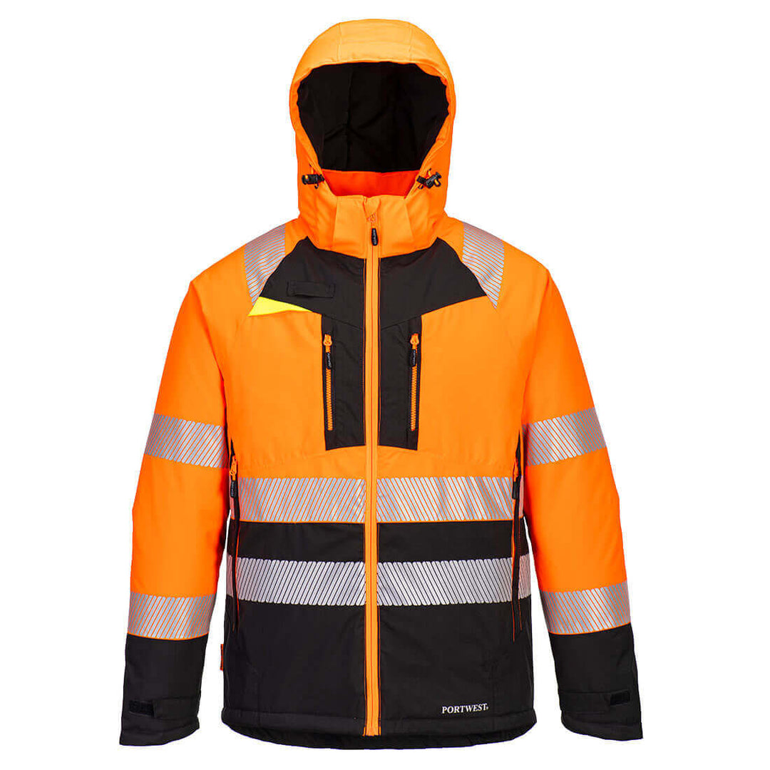 Portwest DX430 DX4 Hi-Vis Class 2 Breathable Waterproof Winter Jacket Orange/Black Main#colour_orange-black