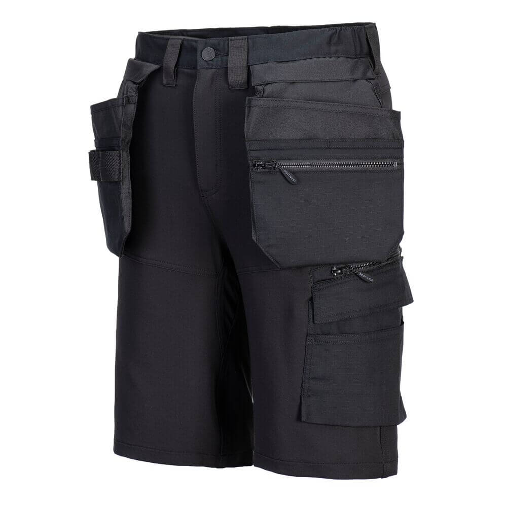 Portwest DX451 DX4 Craft 4-Way Stretch Holster Shorts Black Image 2#colour_black