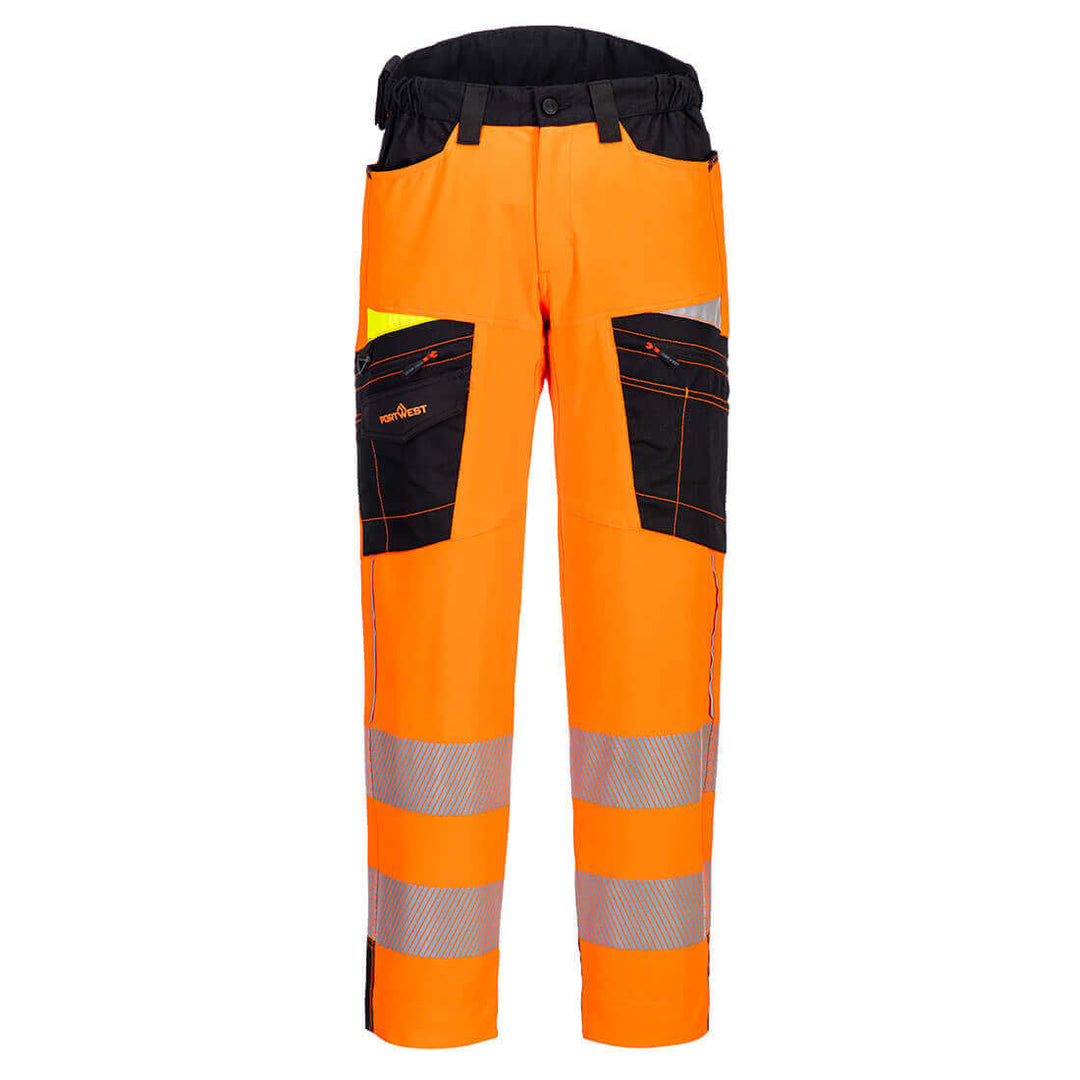 Portwest DX453 DX4 Hi-Vis 4-Way-Stretch Service Trousers Orange/Black Main#colour_orange-black