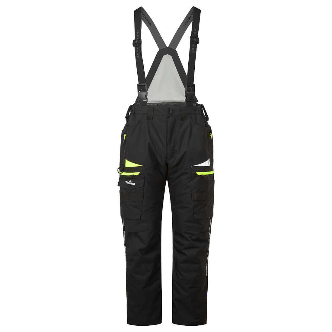 Portwest DX458 DX4 Winter Lined Waterproof Trousers with Detachable Bib and Braces Black Main#colour_black