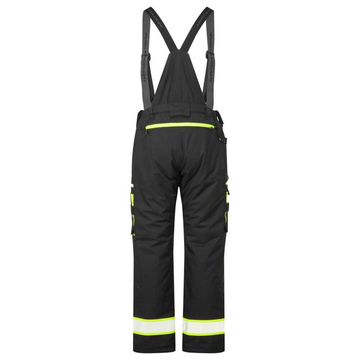 Portwest DX458 DX4 Winter Lined Waterproof Trousers with Detachable Bib and Braces Black Rear#colour_black