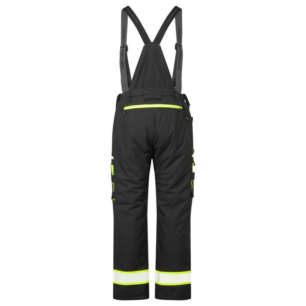 Portwest DX458 DX4 Winter Lined Waterproof Trousers with Detachable Bib and Braces Black Rear#colour_black