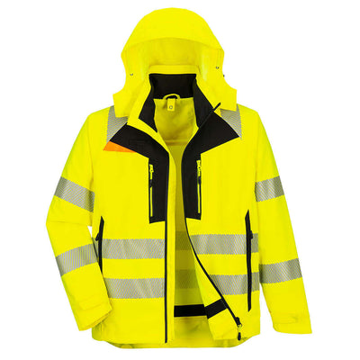 Portwest DX466 DX4 Hi-Vis Waterproof 4-in-1 Jacket Yellow/Black Main#colour_yellow-black