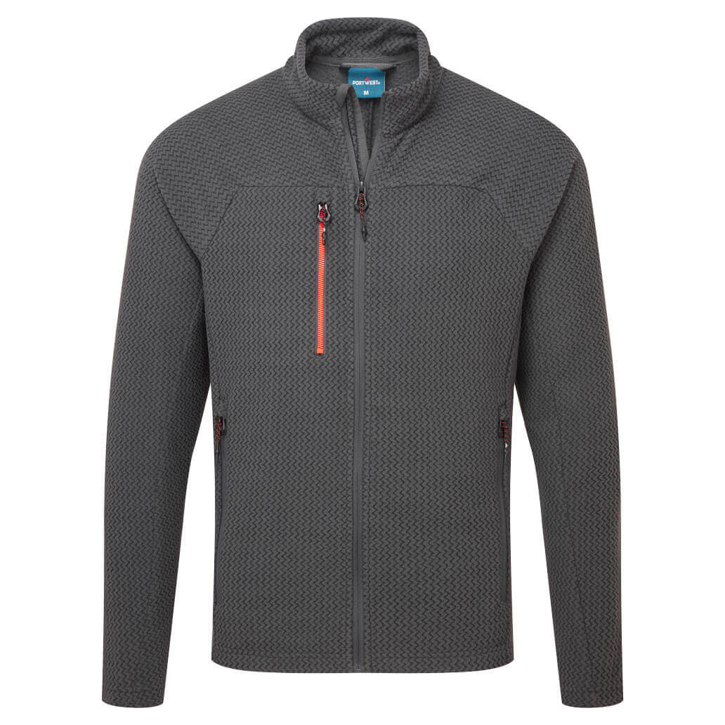 Portwest EV480 EV4 Textured Slim Fit Stretch Fleece Metal Grey Main#colour_metal-grey