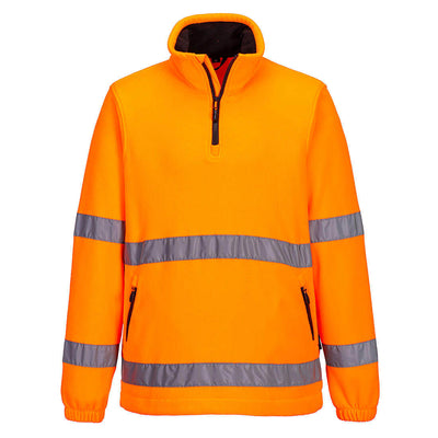 Portwest F302 Hi-Vis 1/2 Zip Anti-Pilling Durable Fleece Orange Main#colour_orange