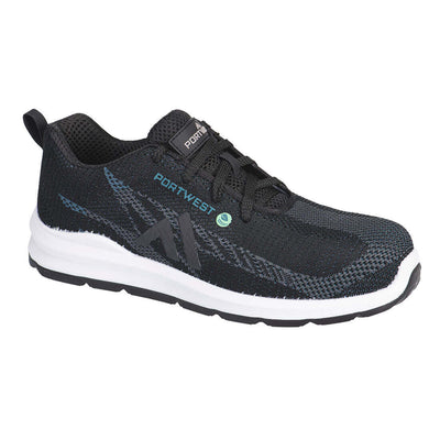 Portwest FC06 Eco Fly S1PS SR FO Metal Free Composite Trainers Black/Blue Main#colour_black-blue