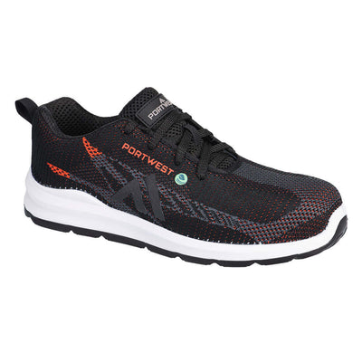 Portwest FC06 Eco Fly S1PS SR FO Metal Free Composite Trainers Black/Red Main#colour_black-red