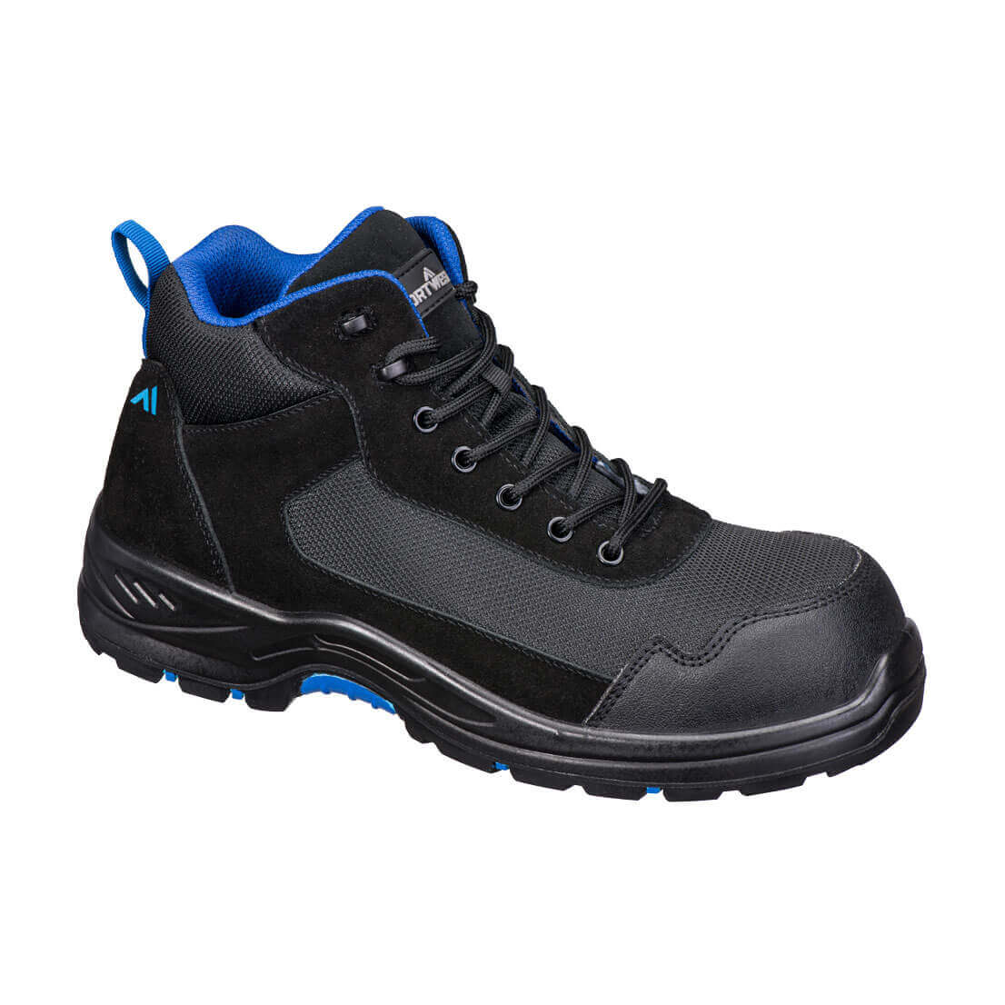 Portwest FC22 Composite S3L HRO SR FO Textile Suede Mid Boots Black/Blue Main#colour_black-blue