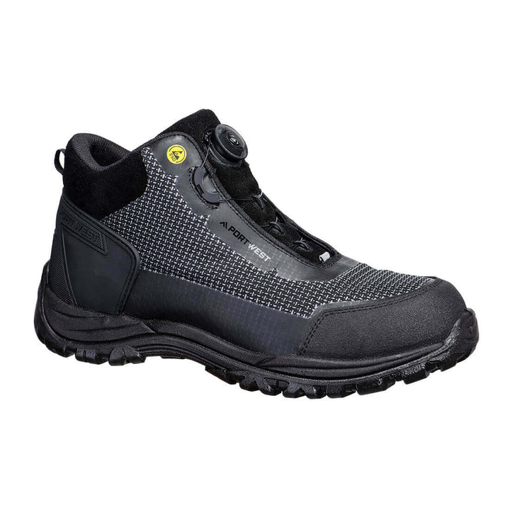 Portwest FE04 Girder S3S ESD SR FO Composite Mid Boots Black/Grey Main#colour_black-grey