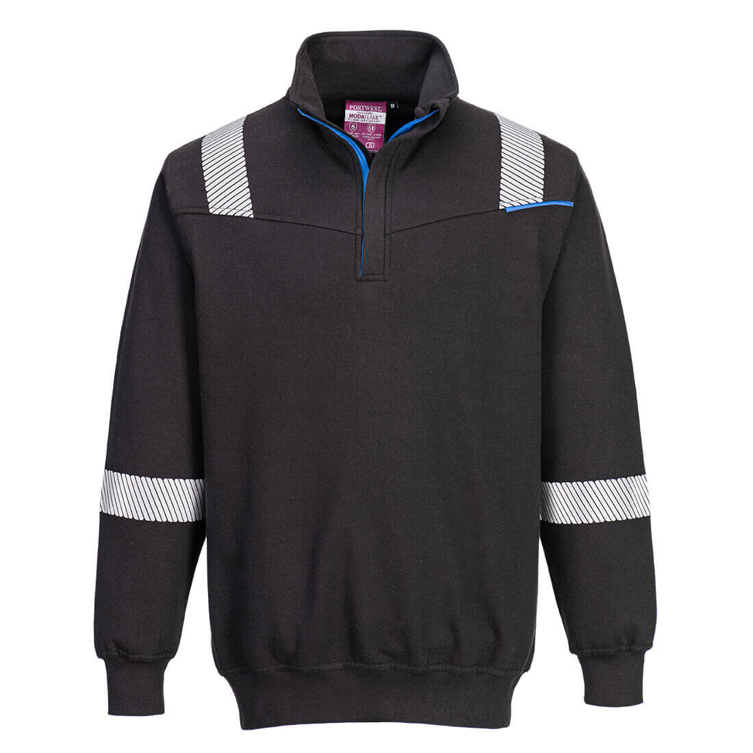 Portwest FR710 WX3 Inherent Flame Resistant Sweatshirt Black Main#colour_black