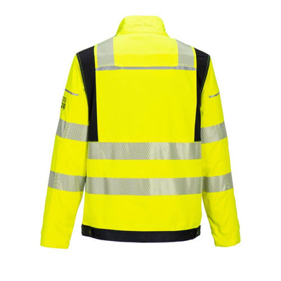 Portwest FR714 PW3 FR Hi-Vis Work Jacket Yellow/Black Rear#colour_yellow-black