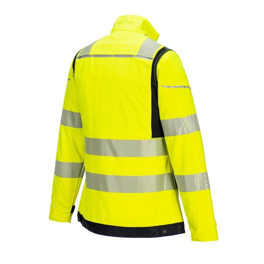 Portwest FR715 PW3 FR Hi-Vis Womens Work Jacket Yellow/Black Image 3#colour_yellow-black