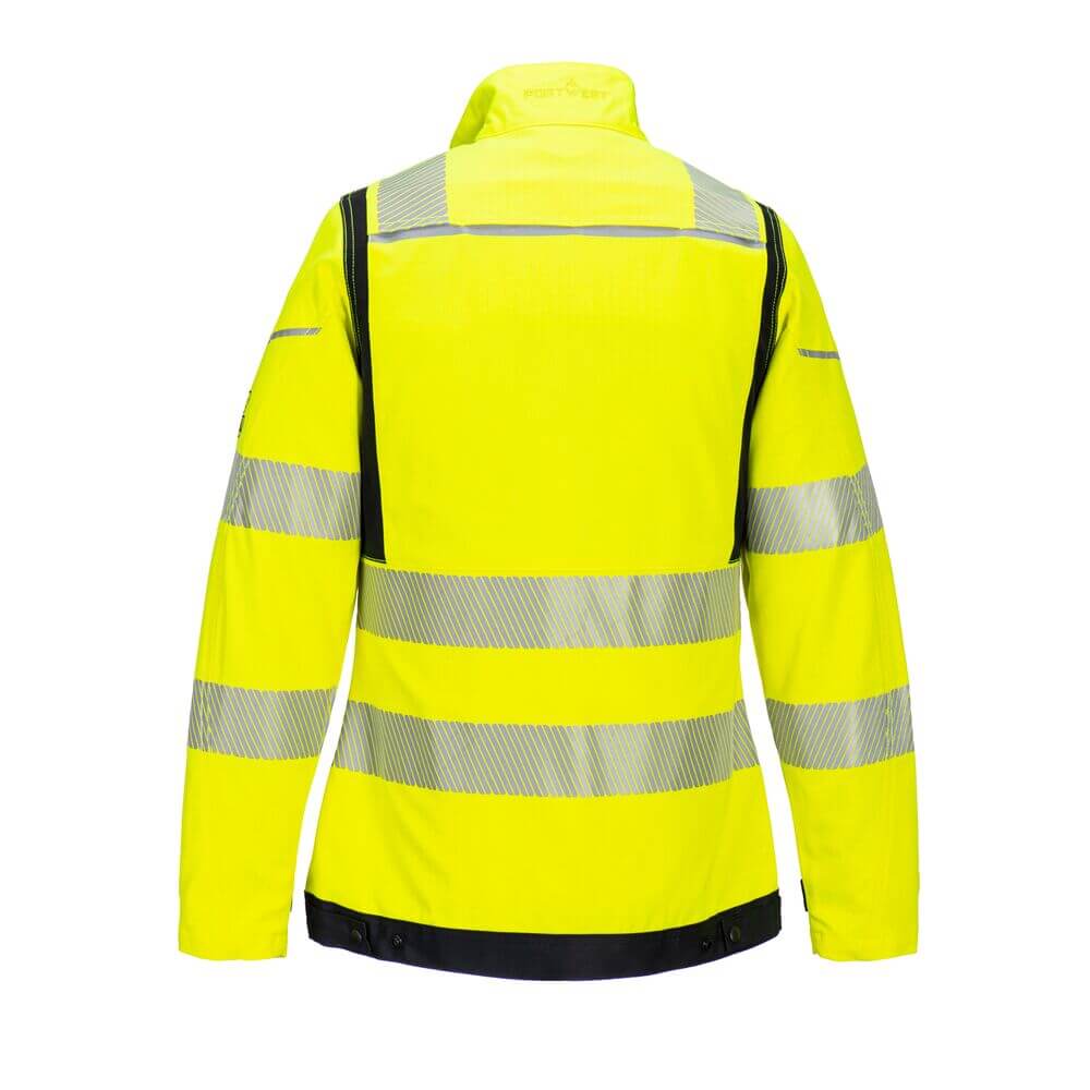 Portwest FR715 PW3 FR Hi-Vis Womens Work Jacket Yellow/Black Rear#colour_yellow-black