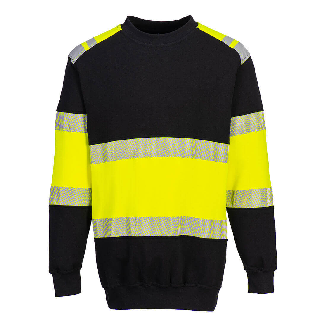 Portwest FR716 PW3 Flame Resistant Class 1 Sweatshirt Yellow/Black Main#colour_yellow-black