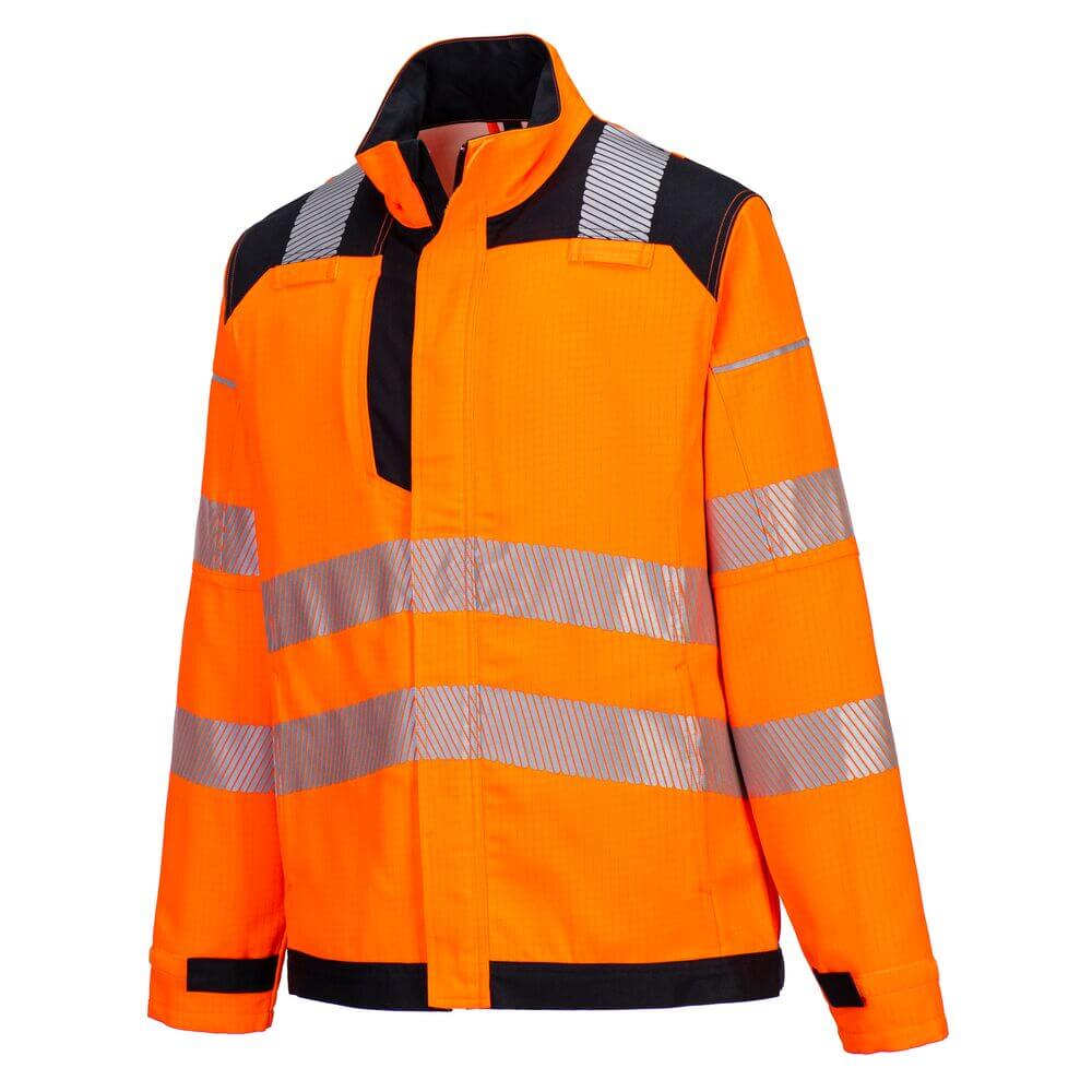 Portwest FR722 PW3 Inherent FR HVO Work Jacket Orange/Black Image 2#colour_orange-black