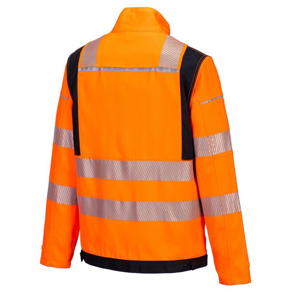 Portwest FR722 PW3 Inherent FR HVO Work Jacket Orange/Black Image 3#colour_orange-black