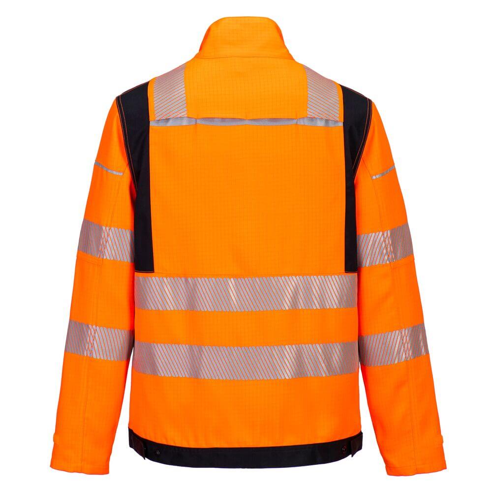 Portwest FR722 PW3 Inherent FR HVO Work Jacket Orange/Black Rear#colour_orange-black