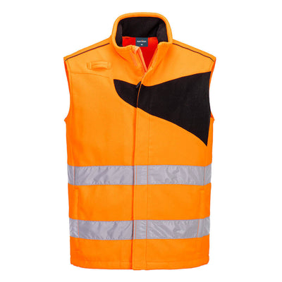 Portwest PW231 PW2 Anti-Pilling Hi-Vis Fleece Bodywarmer Orange/Black Main#colour_orange-black