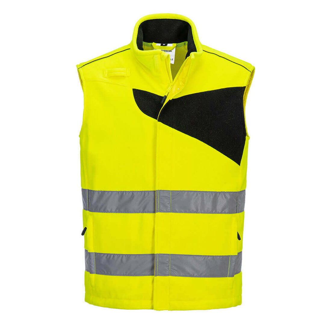 Portwest PW231 PW2 Anti-Pilling Hi-Vis Fleece Bodywarmer Yellow/Black Main#colour_yellow-black