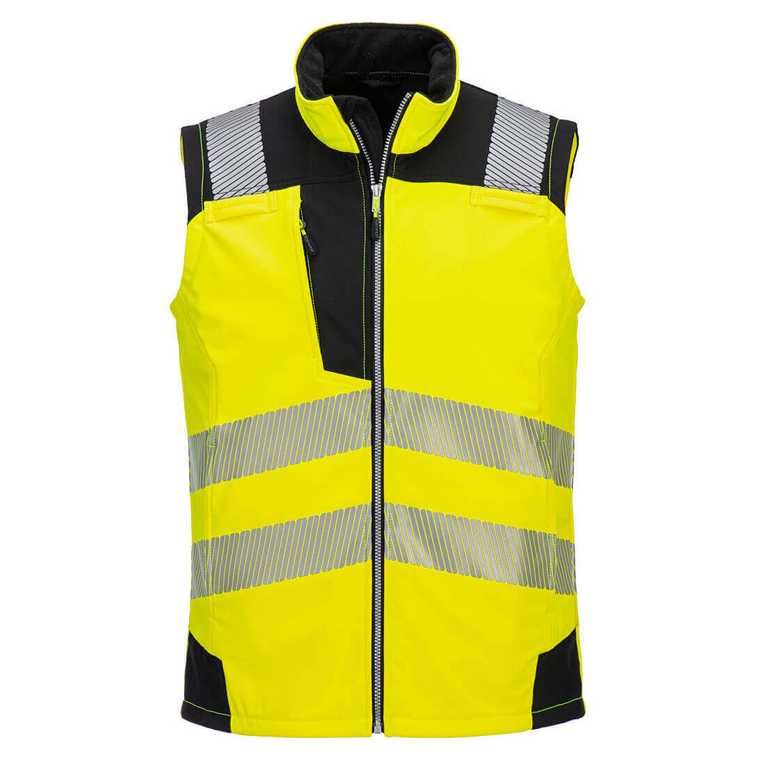 Portwest PW325 Hi-Vis 3-Layer Water resistant Softshell Gilet Yellow/Black Main#colour_yellow-black