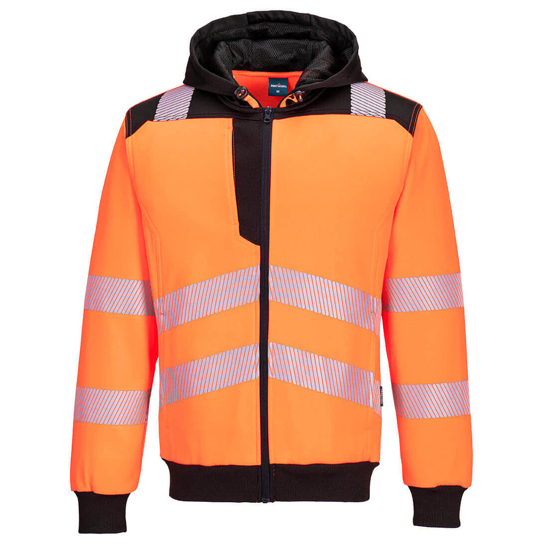 Portwest PW327 PW3 Hi-Vis Zip Hoodie Orange/Black Main#colour_orange-black