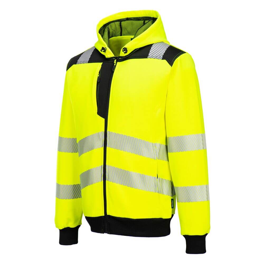 Portwest PW327 PW3 Hi-Vis Zip Hoodie Yellow/Black Image 2#colour_yellow-black